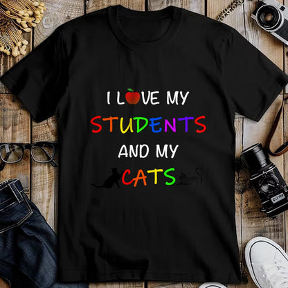 Cat Love Shirt, Funny Cat Lover Gift UnisexT-Shirt/Hoodie/Sweatshirt HLT00 - I Love My Students And My Cats Cute Teacher Cat T-Shirt