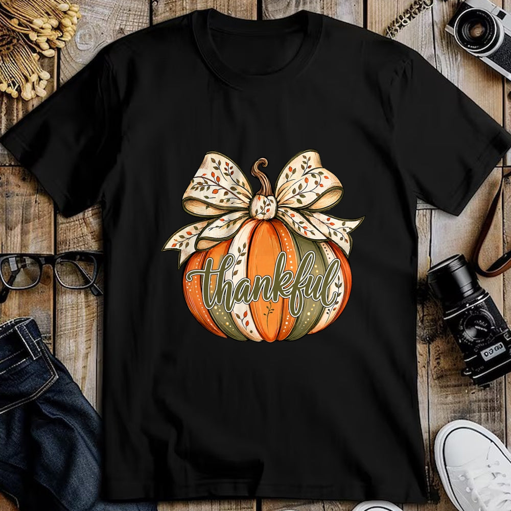 Best Thanksgiving Family Shirt , Funny Thanksgiving UnisexT-Shirt/Hoodie/Sweatshirt HLT00 - Thankful Pumpkin Bow Fall Autumn Thanksgiving Shirts Women T-Shirt