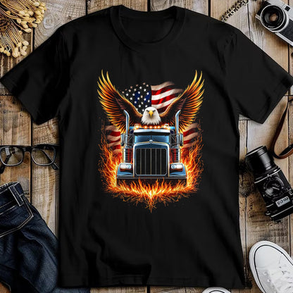 Best Truck Driver Life Shirt, Funny Trucker UnisexT-Shirt/Hoodie/Sweatshirt HLT00 - Trucker Patriotic American Flag Semi Truck Driver Eagle T-Shirt (2)