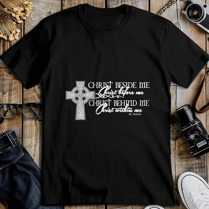 Christian Tee, Christian Faith Unisex T-Shirt/Hoodie/Sweatshirt HLT00 -  Christ Beside Me Christ Before Me Christ Behind Me T-Shirt