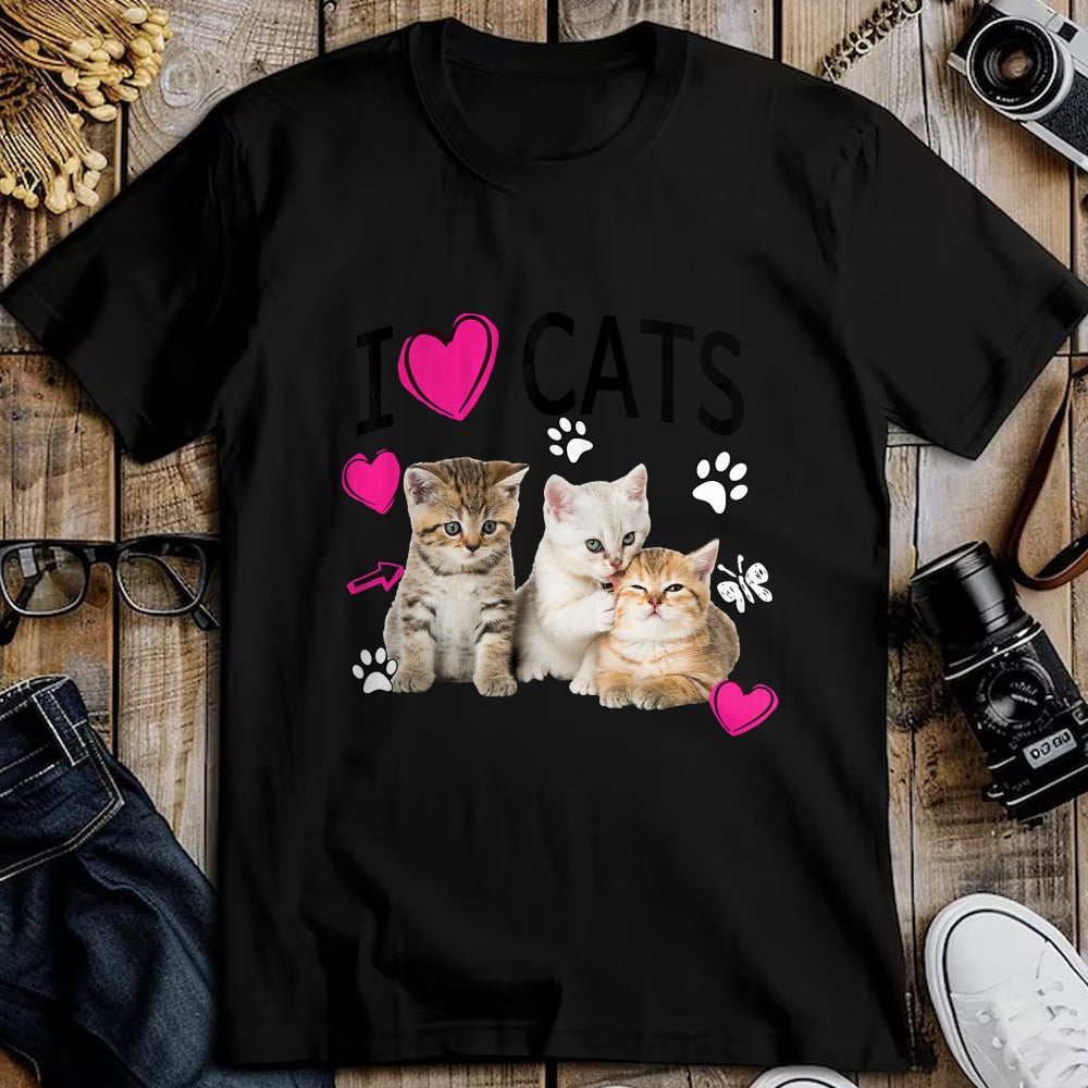 Cat Love Shirt, Funny Cat Lover Gift UnisexT-Shirt/Hoodie/Sweatshirt HLT00 - Cat Lover Tee Cute I Love Cats Kittens Hearts Paws Gift Idea T-Shirt