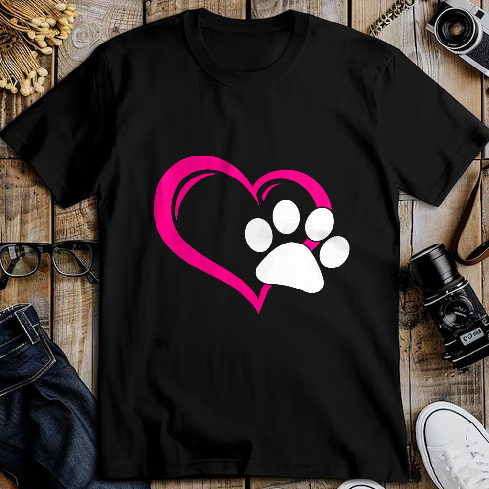Cat Love Shirt, Funny Cat Lover Gift UnisexT-Shirt/Hoodie/Sweatshirt HLT00 - Cute I Love My Dog Puppy Cat Paw Heart T-Shirt (1)