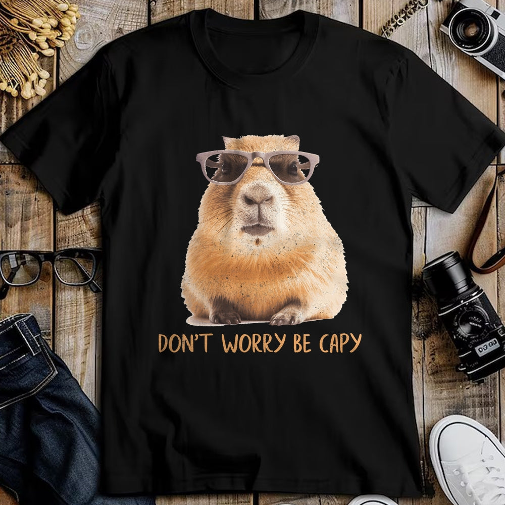 Cute Capybara Shirt, Funny Capybara Unisex T-Shirt/Hoodie/Sweatshirt HLT00 - Funny Graphic Don_t Worry Be Capy Capybara T-Shirt