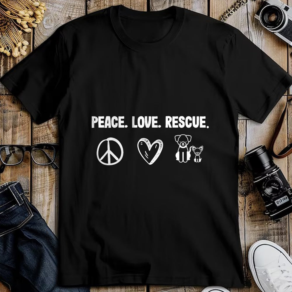 Cat Love Shirt, Funny Cat Lover Gift UnisexT-Shirt/Hoodie/Sweatshirt HLT00 - Peace Love Rescue Adoption Animal Shelter T-Shirt