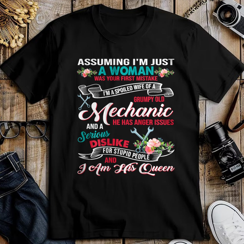 Best Wife Shirt, Wife and Husband Unisex T-Shirt/Hoodie/Sweatshirt HLT00 - Gift for wife T shirt, spoiled wife   I'm A Spoiled Wife Of A Grumpy Old Mechanic T-Shirt
