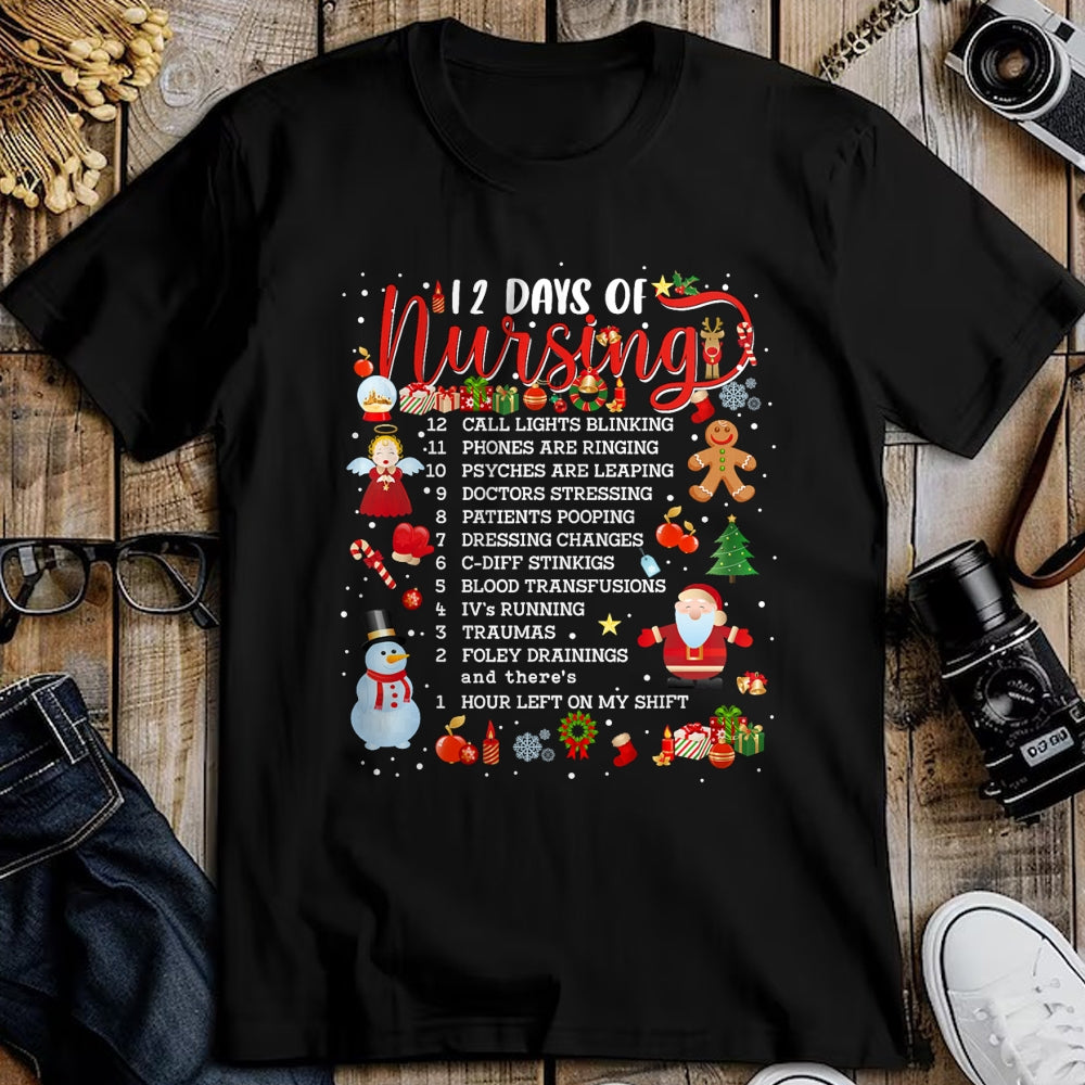 Funny Nurse Shirt, Nurse Unisex T-Shirt/Hoodie/Sweatshirt HLT00 - Nurses Merry Christmas Nurse Funny 12 Days of Nursing Xmas T-Shirt