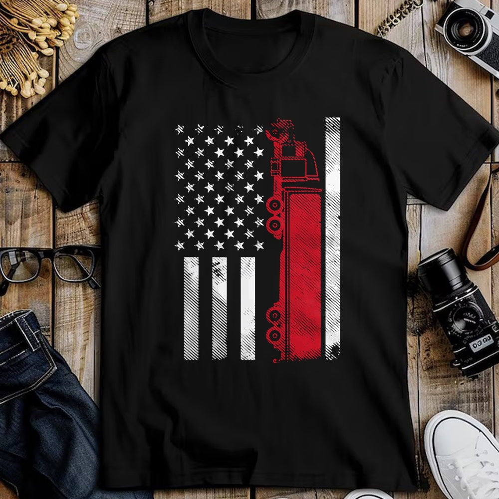 Best Truck Driver Life Shirt, Funny Trucker UnisexT-Shirt/Hoodie/Sweatshirt HLT00 - US American Flag Semi Truck Driver 18 Wheeler Trucker Gift Short Sleeve T-Shirt