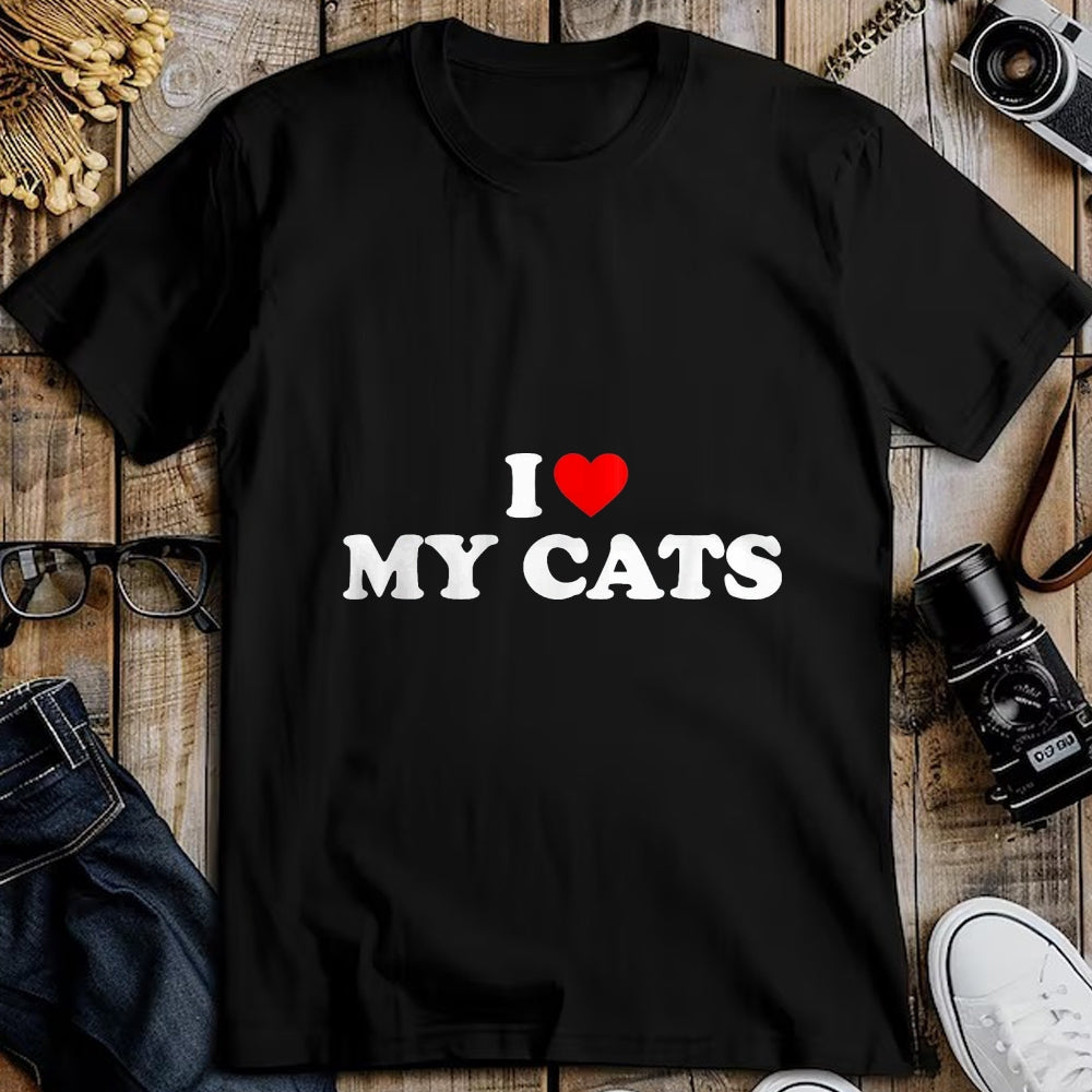 Cat Love Shirt, Funny Cat Lover Gift UnisexT-Shirt/Hoodie/Sweatshirt HLT00 - I Love My Cats T-Shirt, Women, Black, X-Small