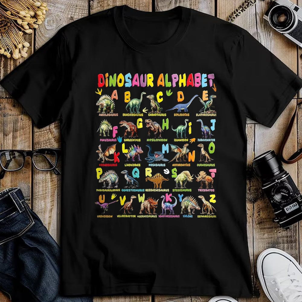 Best Dinosaur Lover Shirt, Funny Dinosaur UnisexT-Shirt/Hoodie/Sweatshirt HLT00 - Types of Dinosaurs Alphabet A-Z ABC Dino Boys Kids Girls T-Shirt, Men, Black, 3X-Large