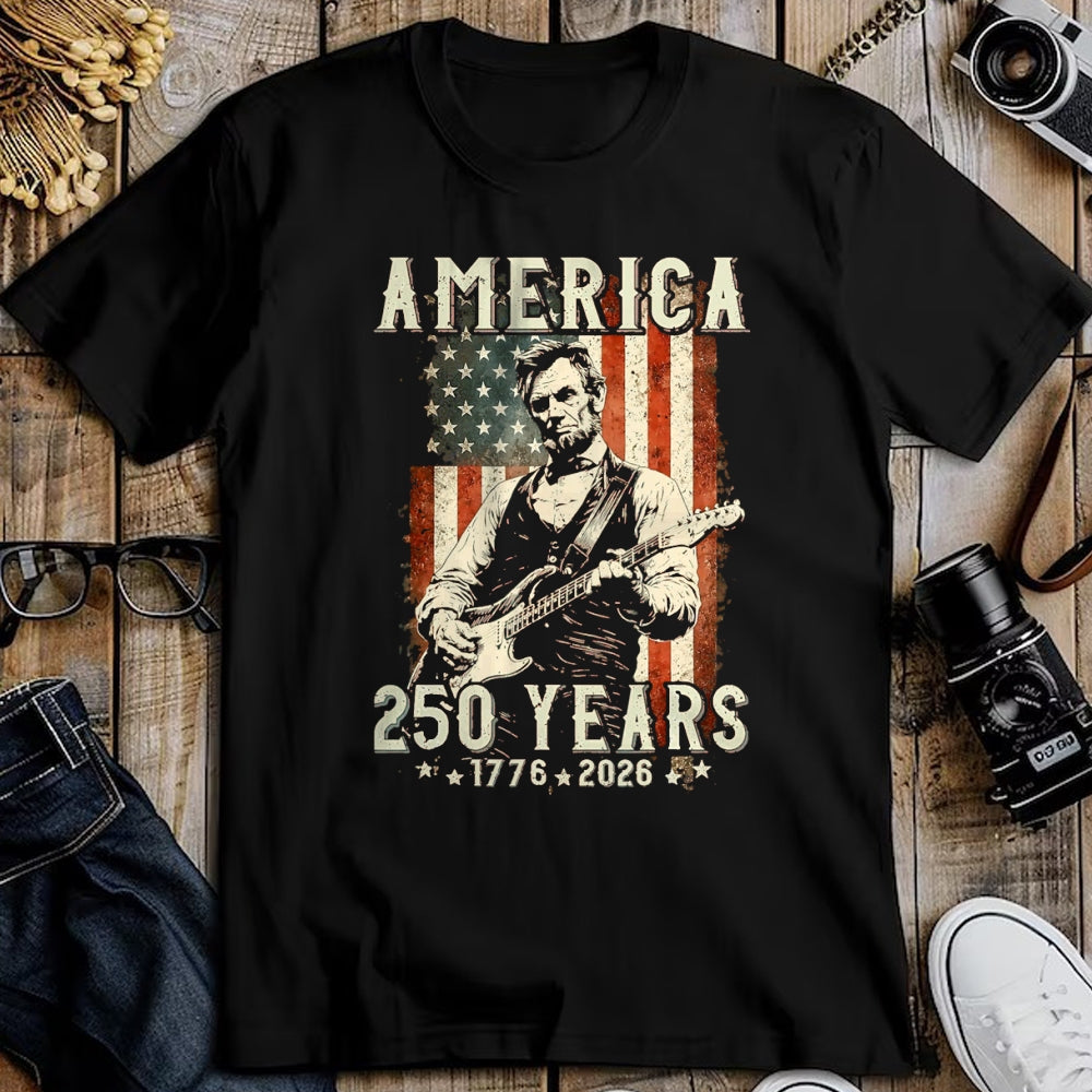 Guitar Lover Shirt, Funny Guitar UnisexT-Shirt/Hoodie/Sweatshirt HLT00 - Vintage Abraham Lincoln Abe Lincoln Playing Guitar 250 Years T-Shirt, Men, Black, 3X-Large