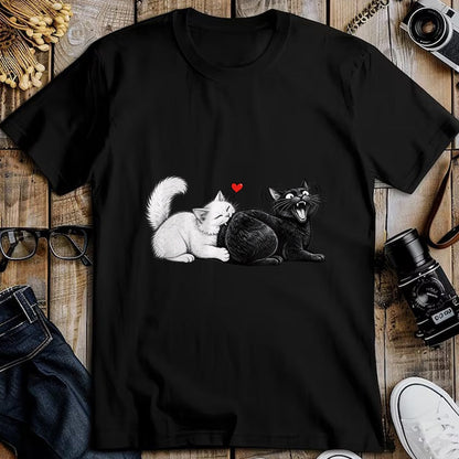 Cat Love Shirt, Funny Cat Lover Gift UnisexT-Shirt/Hoodie/Sweatshirt HLT00 - Women_s Funny Cat Couple Black White Cats Love Cat Biting Cat Butt V-Neck T-Shirt