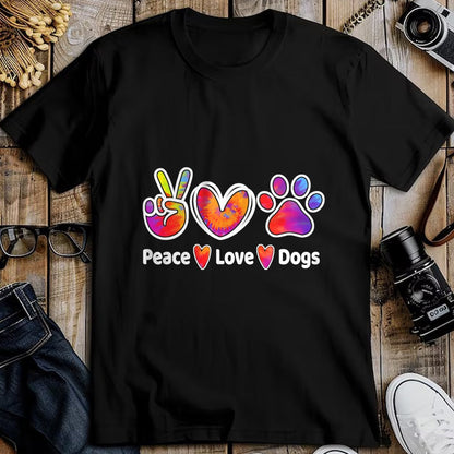 Dog Love Shirt, Dog Lover Gift T-Shirt/Hoodie/Sweatshirt HLT00 - Dog Lover Peace Love Dogs Funny Cute Puppy Paw Tie Dye T-Shirt