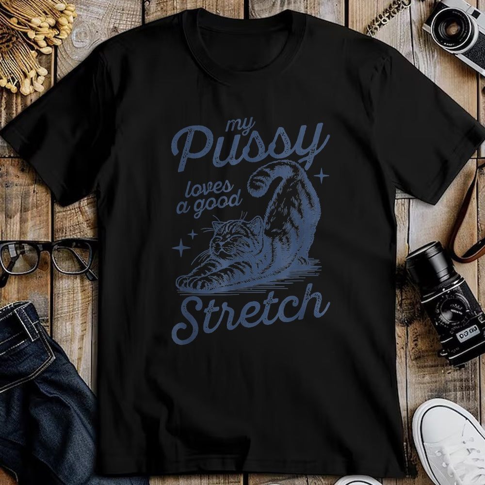 Cat Love Shirt, Funny Cat Lover Gift UnisexT-Shirt/Hoodie/Sweatshirt HLT00 - My Pussy Loves A Good Stretch Inappropriate Adult Humor T-Shirt