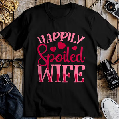 Best Wife Shirt, Wife and Husband Unisex T-Shirt/Hoodie/Sweatshirt HLT00 - Gift for wife T shirt, spoiled wife   Womens Funny Wife Happily Spoiled Wife V-Neck T-Shirt (5)