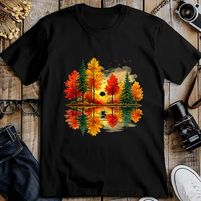 Best Thanksgiving Family Shirt , Funny Thanksgiving UnisexT-Shirt/Hoodie/Sweatshirt HLT00 - Retro Autumn Fall Leaves Forest Nature Lake Reflection T-Shirt