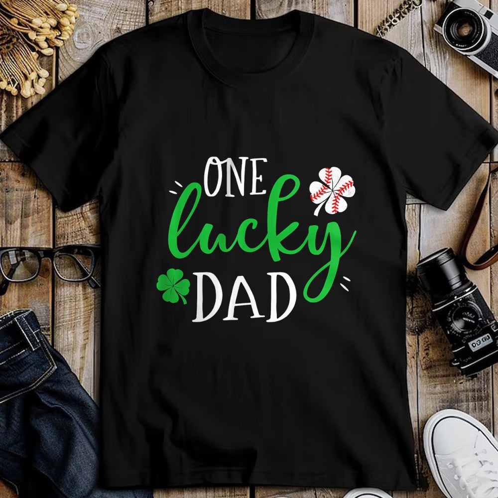 Gift for Dad Shirt, Funny Dad Unisex T-Shirt/Hoodie/Sweatshirt HLT00 – Mens Baseball Dad One Lucky Dad Tee Vintage St Patrick Day Father T-Shirt