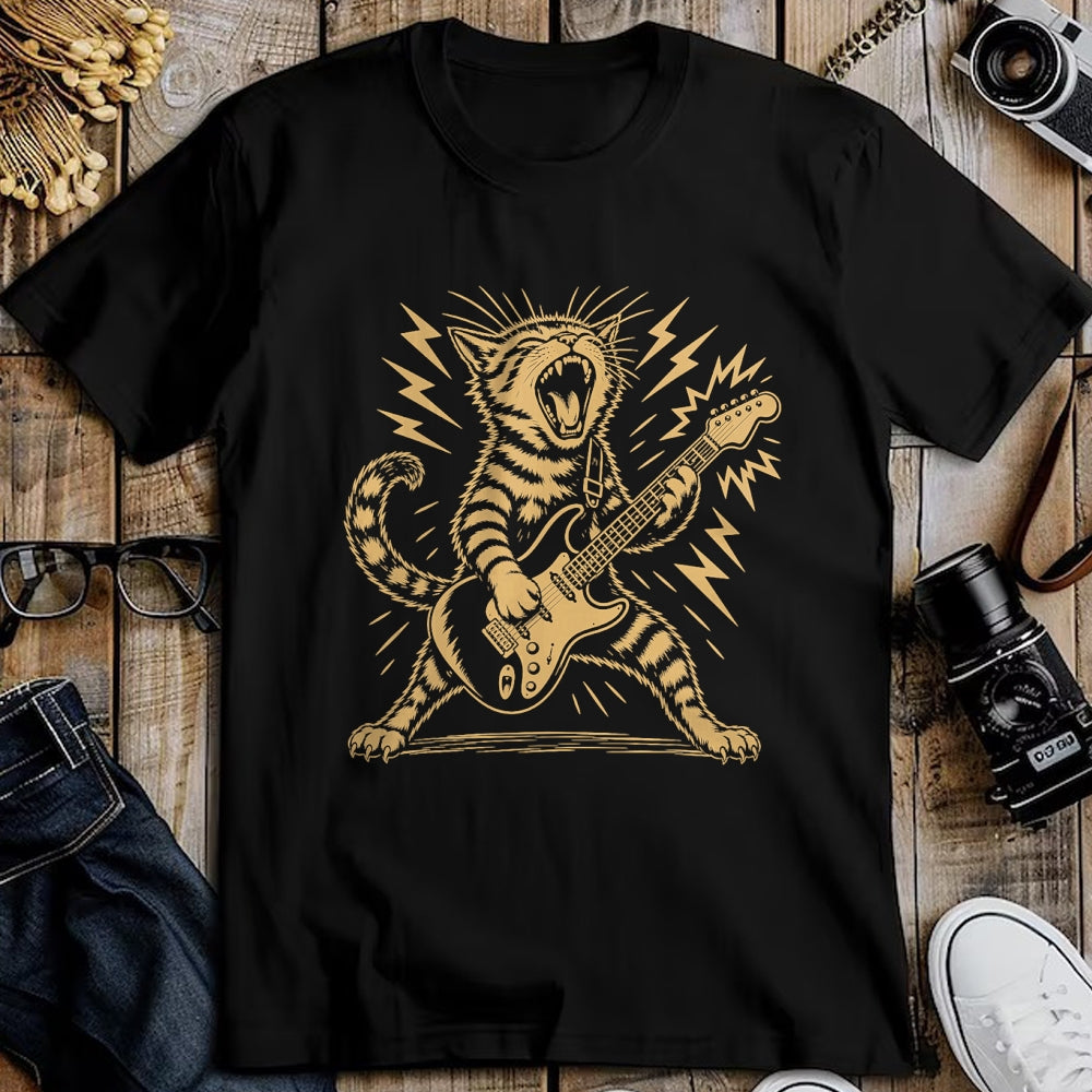 Guitar Lover Shirt, Funny Guitar UnisexT-Shirt/Hoodie/Sweatshirt HLT00 - Cat Playing Guitar Rock and Roll Music Men Women Kids T-Shirt