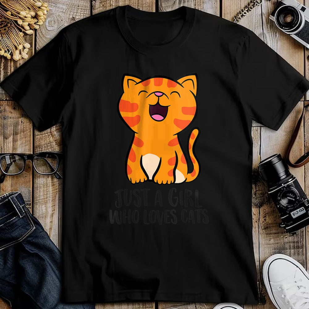 Cat Love Shirt, Funny Cat Lover Gift UnisexT-Shirt/Hoodie/Sweatshirt HLT00 - Womens Just a Girl Who Loves Cats Kitten V-Neck T-Shirt