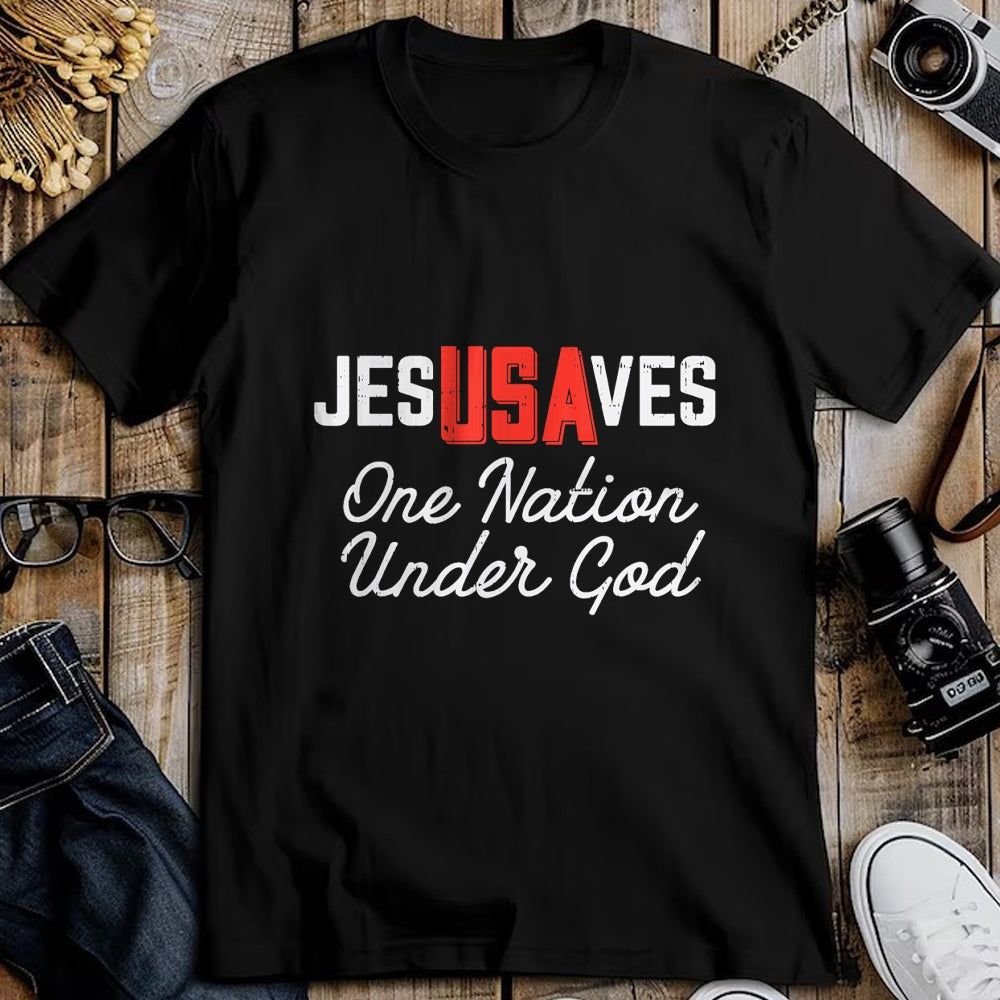 Christian Tee, Christian Faith Unisex T-Shirt/Hoodie/Sweatshirt HLT00 - Jesus Saves USA One Nation Under God Jesus Christian Gift T-Shirt