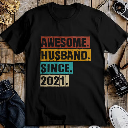 Best Wife Shirt, Wife and Husband Unisex T-Shirt/Hoodie/Sweatshirt HLT00 - 3rd Year Wedding Anniversary Epic Awesome Husband Since 2021 T-Shirt (2)