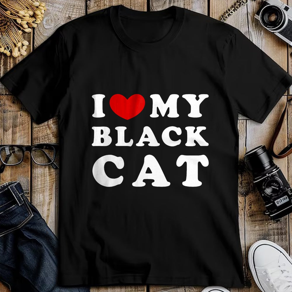 Cat Love Shirt, Funny Cat Lover Gift UnisexT-Shirt/Hoodie/Sweatshirt HLT00 - I Love My Black Cat, I Heart My Black Cat T-Shirt