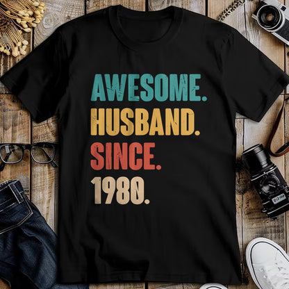 Best Wife Shirt, Wife and Husband Unisex T-Shirt/Hoodie/Sweatshirt HLT00 - Awesome Husband Since 1980 - 44th Wedding Anniversary Epic T-Shirt