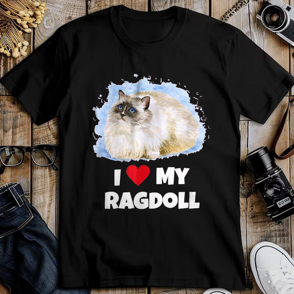 Cat Love Shirt, Funny Cat Lover Gift UnisexT-Shirt/Hoodie/Sweatshirt HLT00 - I Love My Ragdoll Cat T-Shirt T-Shirt, Girls, Red, Small