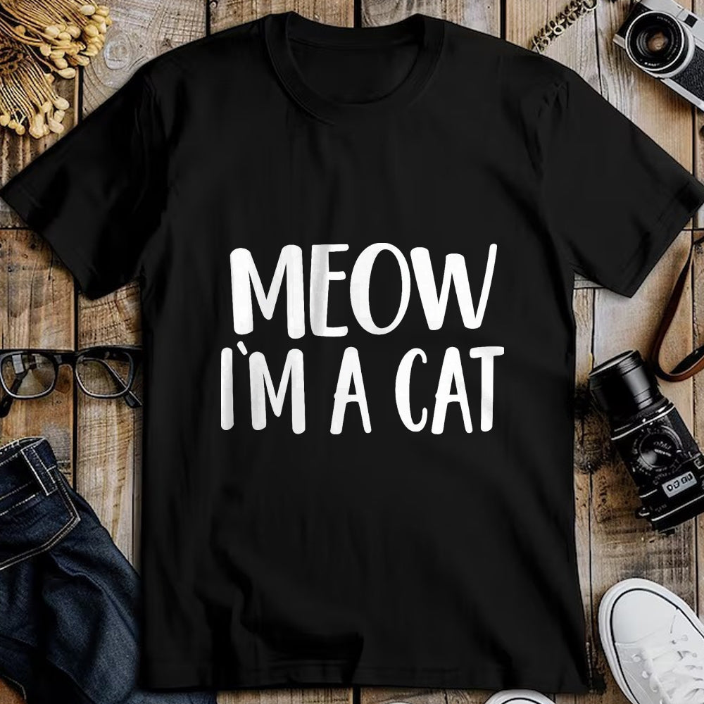 Cat Love Shirt, Funny Cat Lover Gift UnisexT-Shirt/Hoodie/Sweatshirt HLT00 - Meow I_m A Cat - Halloween Costume T-Shirt, Men, Black, Large