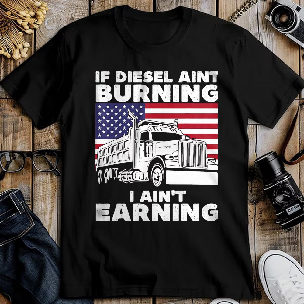 Best Truck Driver Life Shirt, Funny Trucker UnisexT-Shirt/Hoodie/Sweatshirt HLT00 - If Diesel Ain't Burning I Aint Earning Truck Driver Patriot T-Shirt, Men's Big and Tall, Dark Heathe