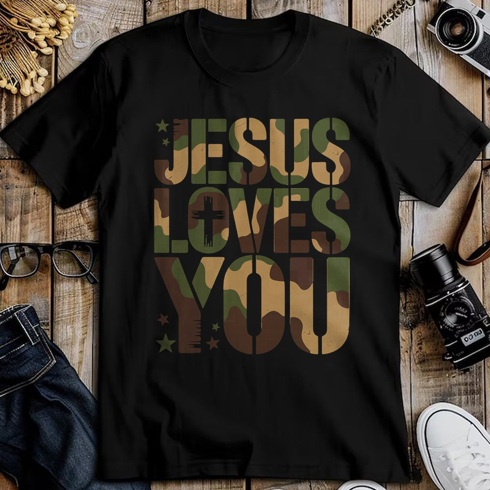 Best Thanksgiving Family Shirt , Funny Thanksgiving UnisexT-Shirt/Hoodie/Sweatshirt HLT00 - Camo Jesus Loves You Camouflage Christian Saying Religious T-Shirt