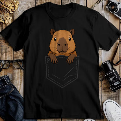 Cute Capybara Shirt, Funny Capybara Unisex T-Shirt/Hoodie/Sweatshirt HLT00 - Funny Capybara Peeking in Pocket Capy Rodent Animal Lover T-Shirt