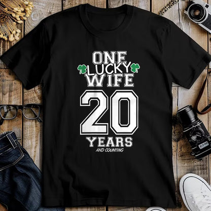 Best Wife Shirt, Wife and Husband Unisex T-Shirt/Hoodie/Sweatshirt HLT00 - Gift for wife T shirt, lucky wife   Womens 20 Years Lucky Wife Funny St Patrick's Day Anniversary He