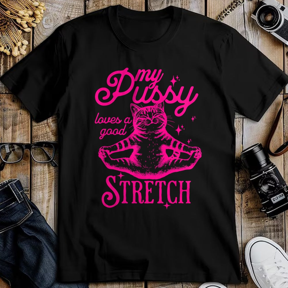 Cat Love Shirt, Funny Cat Lover Gift UnisexT-Shirt/Hoodie/Sweatshirt HLT00 - My Pussy Loves A Good Stretch Inappropriate Adult Joke Cat T-Shirt