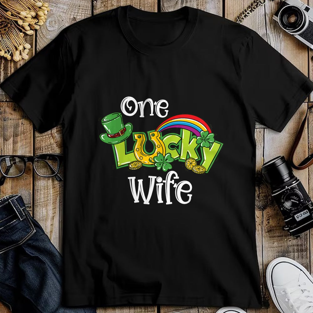 Best Wife Shirt, Wife and Husband Unisex T-Shirt/Hoodie/Sweatshirt HLT00 - Gift for wife T shirt, lucky wife   One Lucky Wife St Patricks Day Shirt One Lucky Wife T-Shirt (1)