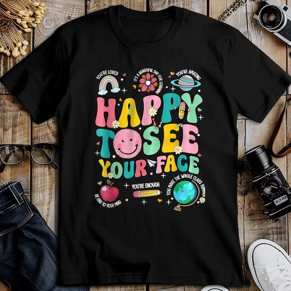 Best Student Shirt, Funny Back To School UnisexT-Shirt/Hoodie/Sweatshirt HLT00 - Happy to See Your Face Teacher Back to School T-Shirt, Women, Orange, XX-Large