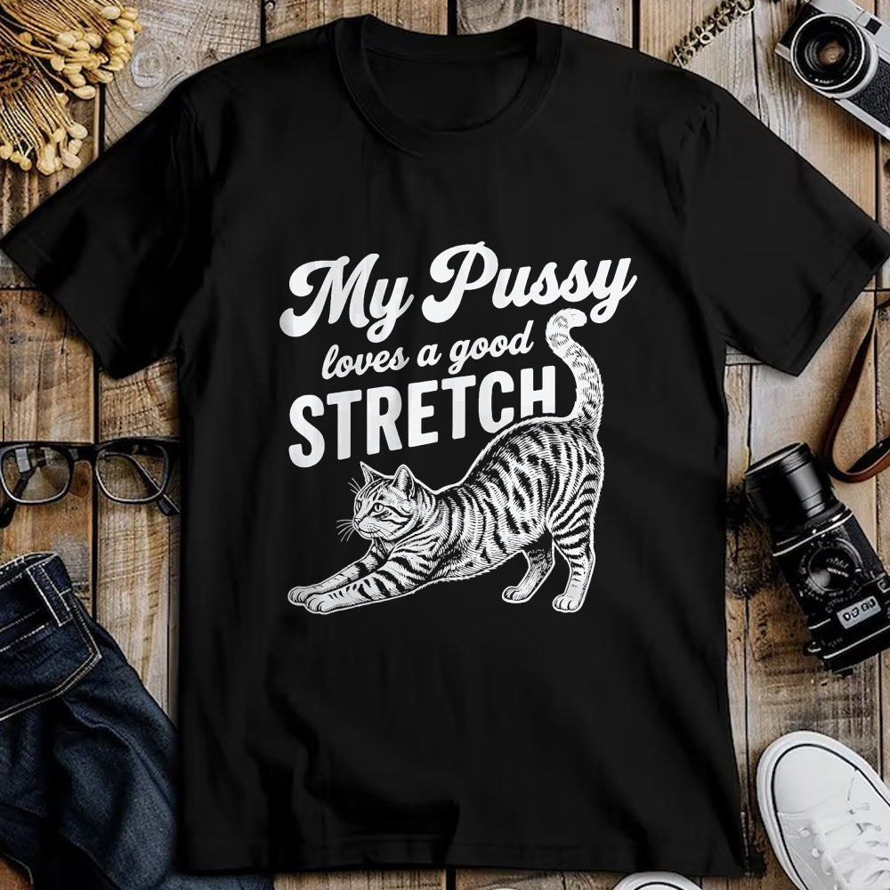 Cat Love Shirt, Funny Cat Lover Gift UnisexT-Shirt/Hoodie/Sweatshirt HLT00 - My Pussy Love A Good Stretch Funny Cat Adult Humor Gag Gifts T-Shirt