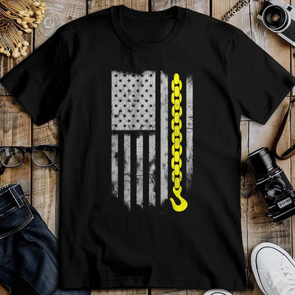 Best Truck Driver Life Shirt, Funny Trucker UnisexT-Shirt/Hoodie/Sweatshirt HLT00 - Yellow Tow Hook Chain Flag America Tow Truck Driver T-Shirt