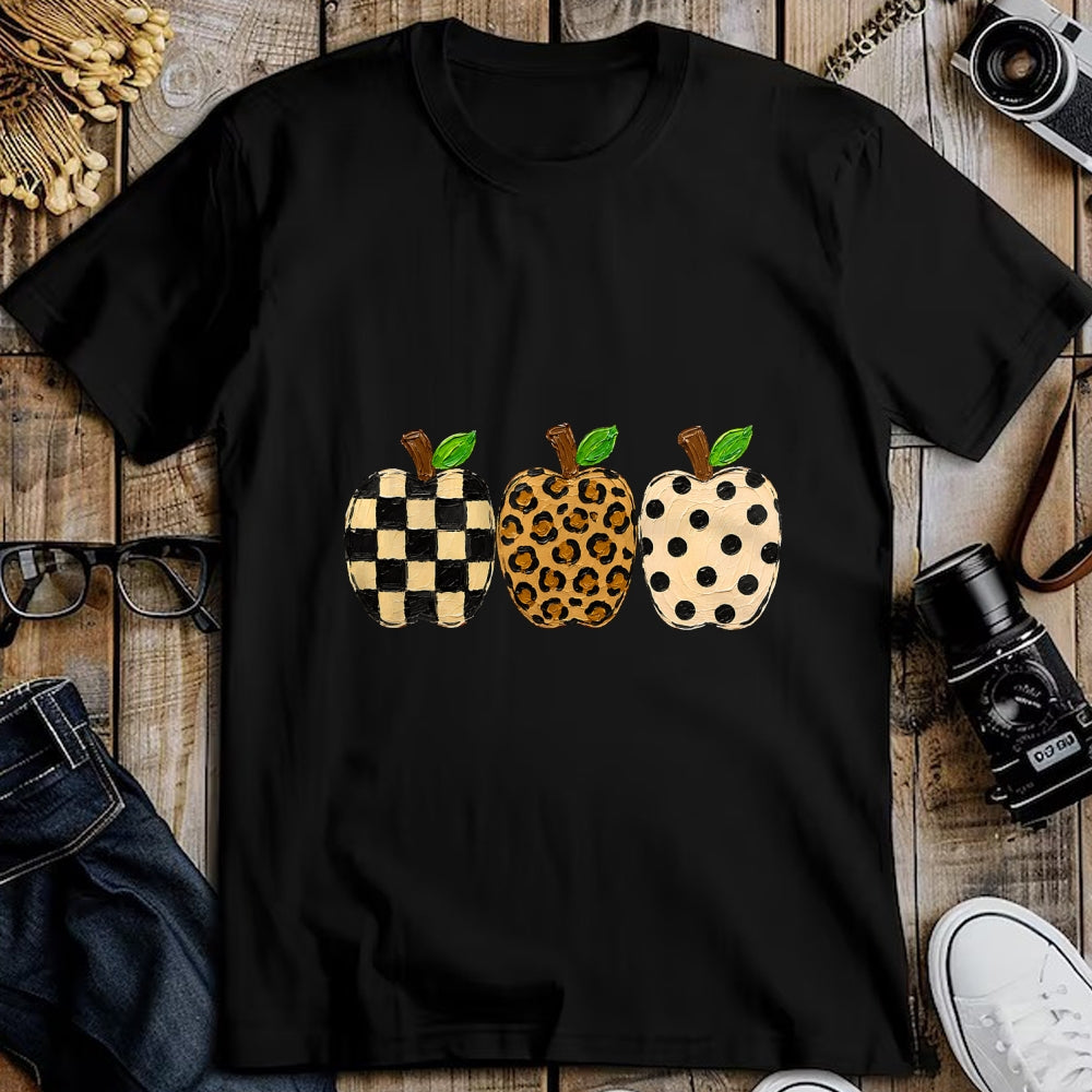 Best Teacher Shirt, Funny Teacher UnisexT-Shirt/Hoodie/Sweatshirt HLT00 - Pattern Apple Trio Leopard Print Checkered Polka Dot Teacher T-Shirt
