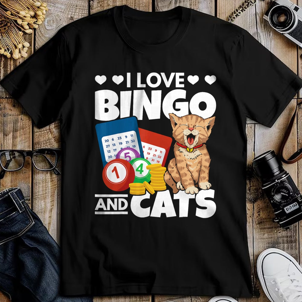 Cat Love Shirt, Funny Cat Lover Gift UnisexT-Shirt/Hoodie/Sweatshirt HLT00 - Cat Lover I Love Bingo and Cats Gambling Bingo Player Bingo T-Shirt