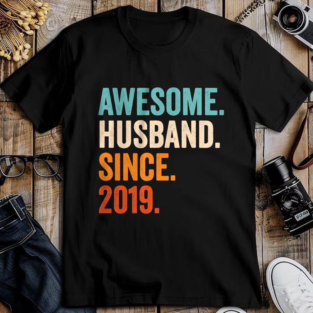 Best Wife Shirt, Wife and Husband Unisex T-Shirt/Hoodie/Sweatshirt HLT00 - Awesome Husband Since 2019 5th wedding anniversary 5 years T-Shirt