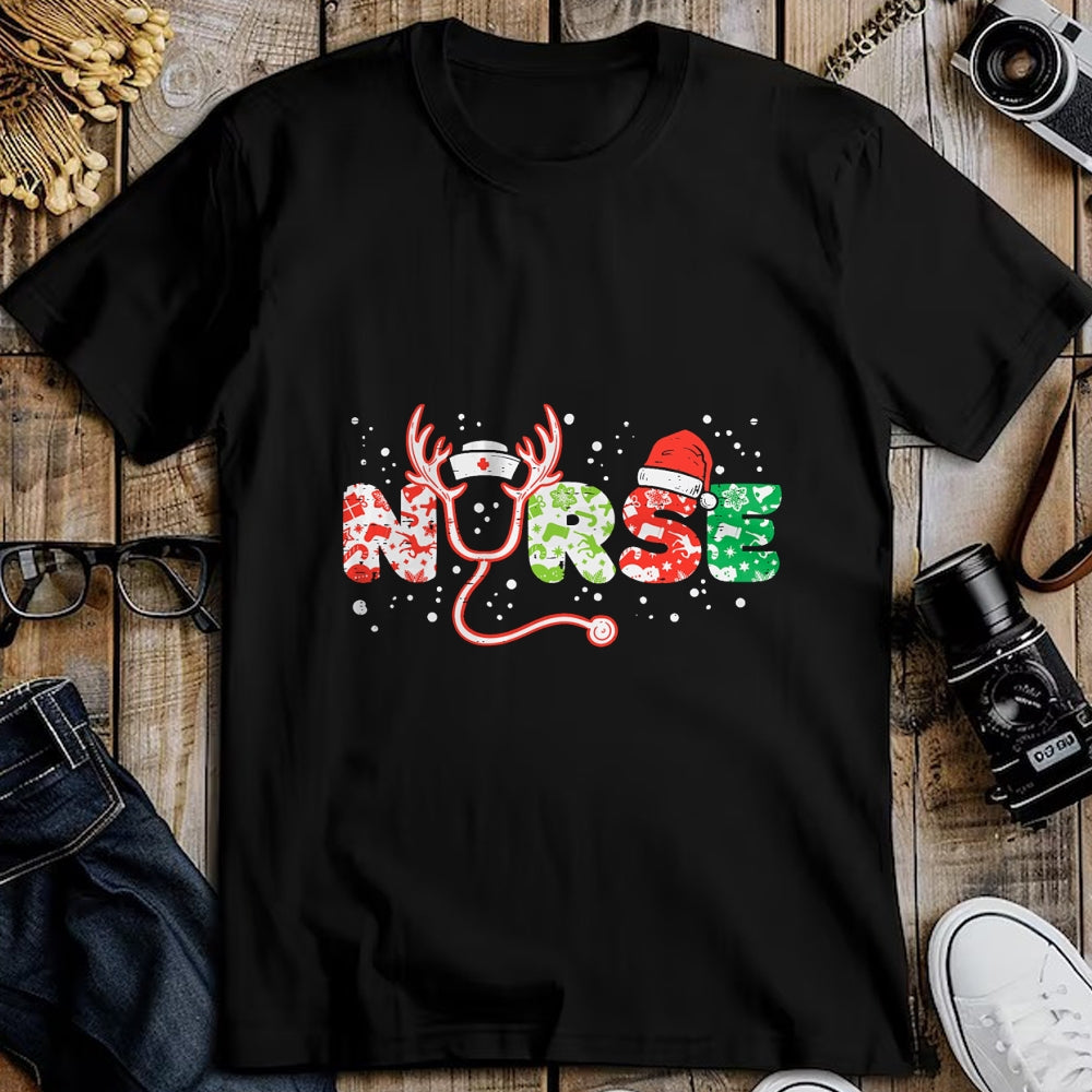 Funny Nurse Shirt, Nurse Unisex T-Shirt/Hoodie/Sweatshirt HLT00 - Nurse Christmas Stethoscope Nurses Xmas Scrub Top Women T-Shirt