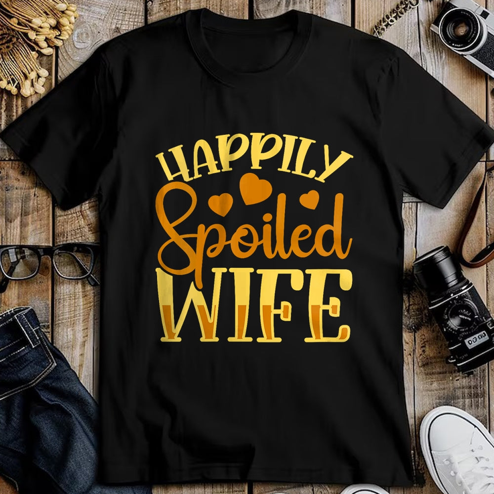 Best Wife Shirt, Wife and Husband Unisex T-Shirt/Hoodie/Sweatshirt HLT00 - Gift for wife T shirt, spoiled wife   Womens Funny Wife Happily Spoiled Wife V-Neck T-Shirt (1)