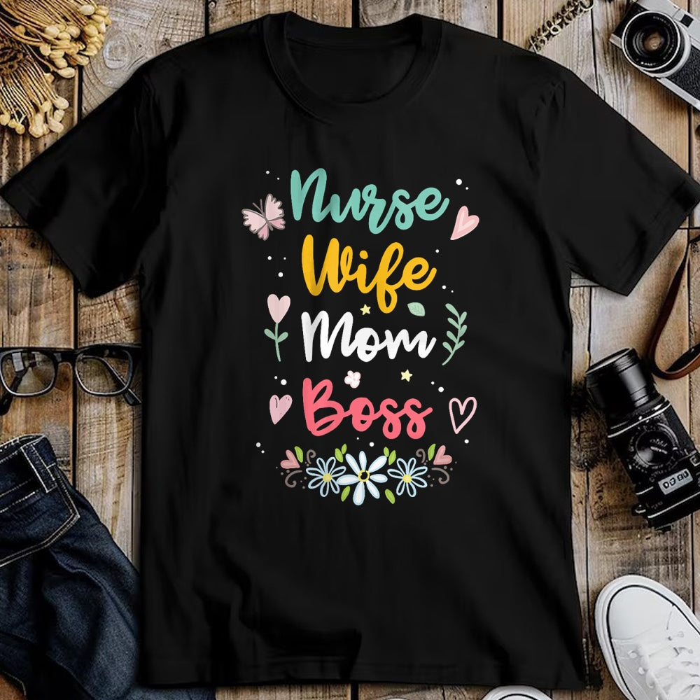 Funny Nurse Shirt, Nurse Unisex T-Shirt/Hoodie/Sweatshirt HLT00 - Nurse Wife Mom Boss T-Shirt (1)