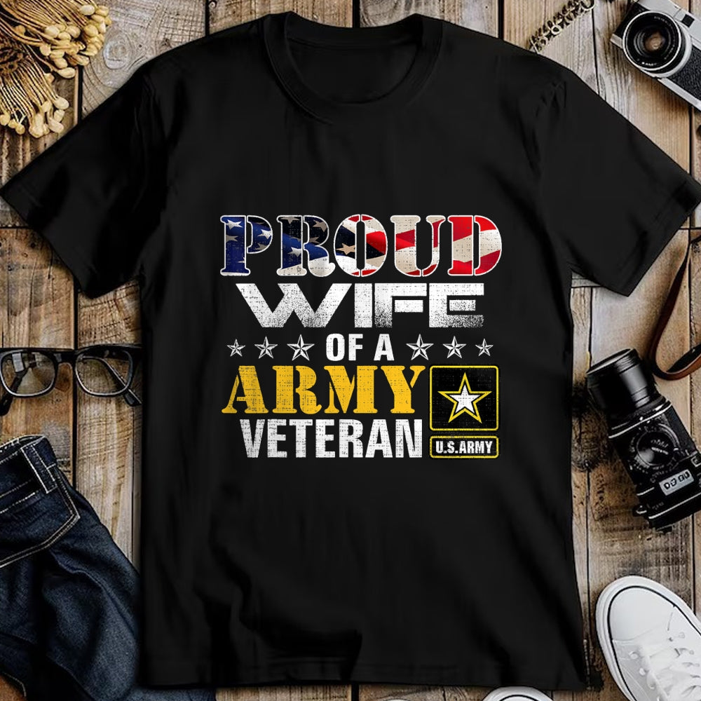 Best Wife Shirt, Wife and Husband Unisex T-Shirt/Hoodie/Sweatshirt HLT00 - Gift for wife T shirt, lucky wife   Proud Wife Of A Army Veteran American Flag Military Gift T-Shirt