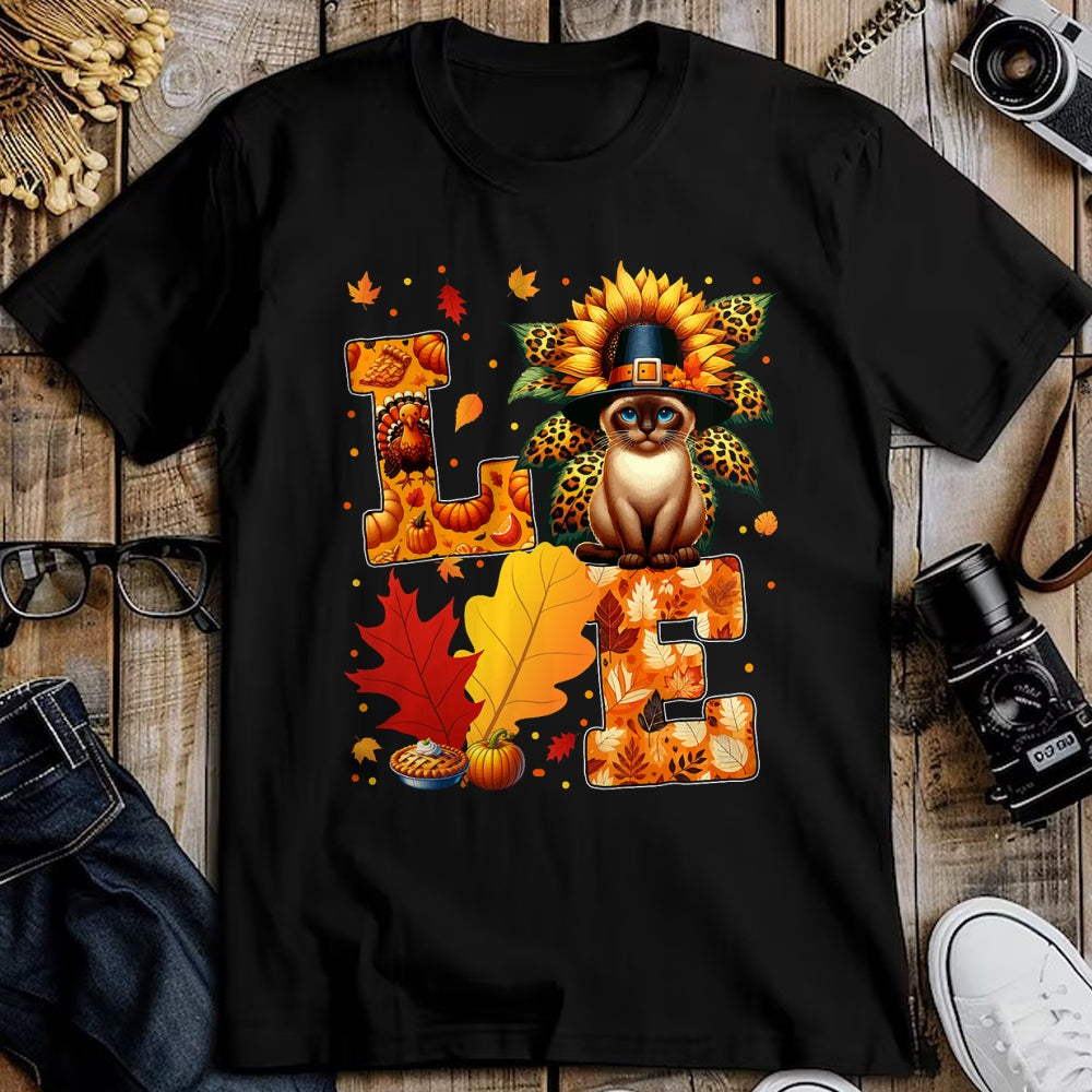 Cat Love Shirt, Funny Cat Lover Gift UnisexT-Shirt/Hoodie/Sweatshirt HLT00 - LOVE Thanksgiving Siamese Cat Costume Fall Leaves Sunflower T-Shirt for Men Women Kids (1)