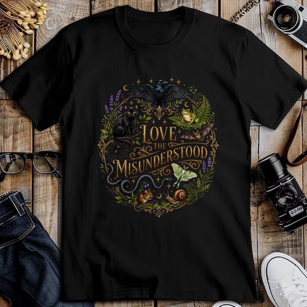 Cat Love Shirt, Funny Cat Lover Gift UnisexT-Shirt/Hoodie/Sweatshirt HLT00 - Love The Misunderstood Bat Raven Black Cat Snake Frog Moth T-Shirt