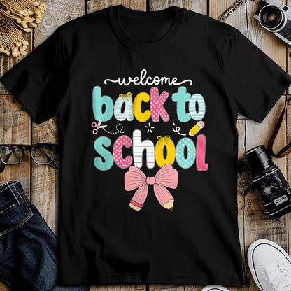 Best Student Shirt, Funny Back To School UnisexT-Shirt/Hoodie/Sweatshirt HLT00 - Welcome Back to School Coquette Pencil Bow T-Shirt