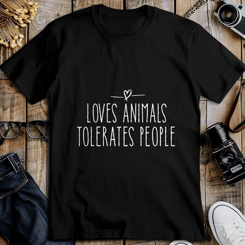 Cat Love Shirt, Funny Cat Lover Gift UnisexT-Shirt/Hoodie/Sweatshirt HLT00 - loves animals tolerates people quote Cat Lover & Dog Love T-Shirt