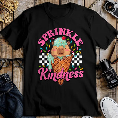 Cute Capybara Shirt, Funny Capybara Unisex T-Shirt/Hoodie/Sweatshirt HLT00 - Womens Girls Sprinkle Kindness Ice Cream Capybara Lover T-Shirt