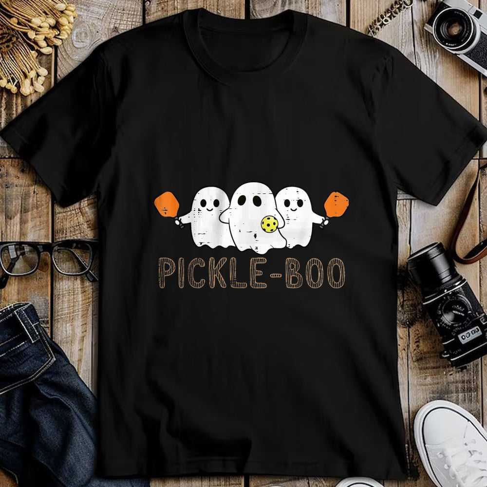 Funny Pickleball Shirt, Pickleball Lover Unisex T-Shirt/Hoodie/Sweatshirt HLT00 - Halloween Pickleball Ghosts Pickle Boo Costume Men Women Kid T-Shirt, Women